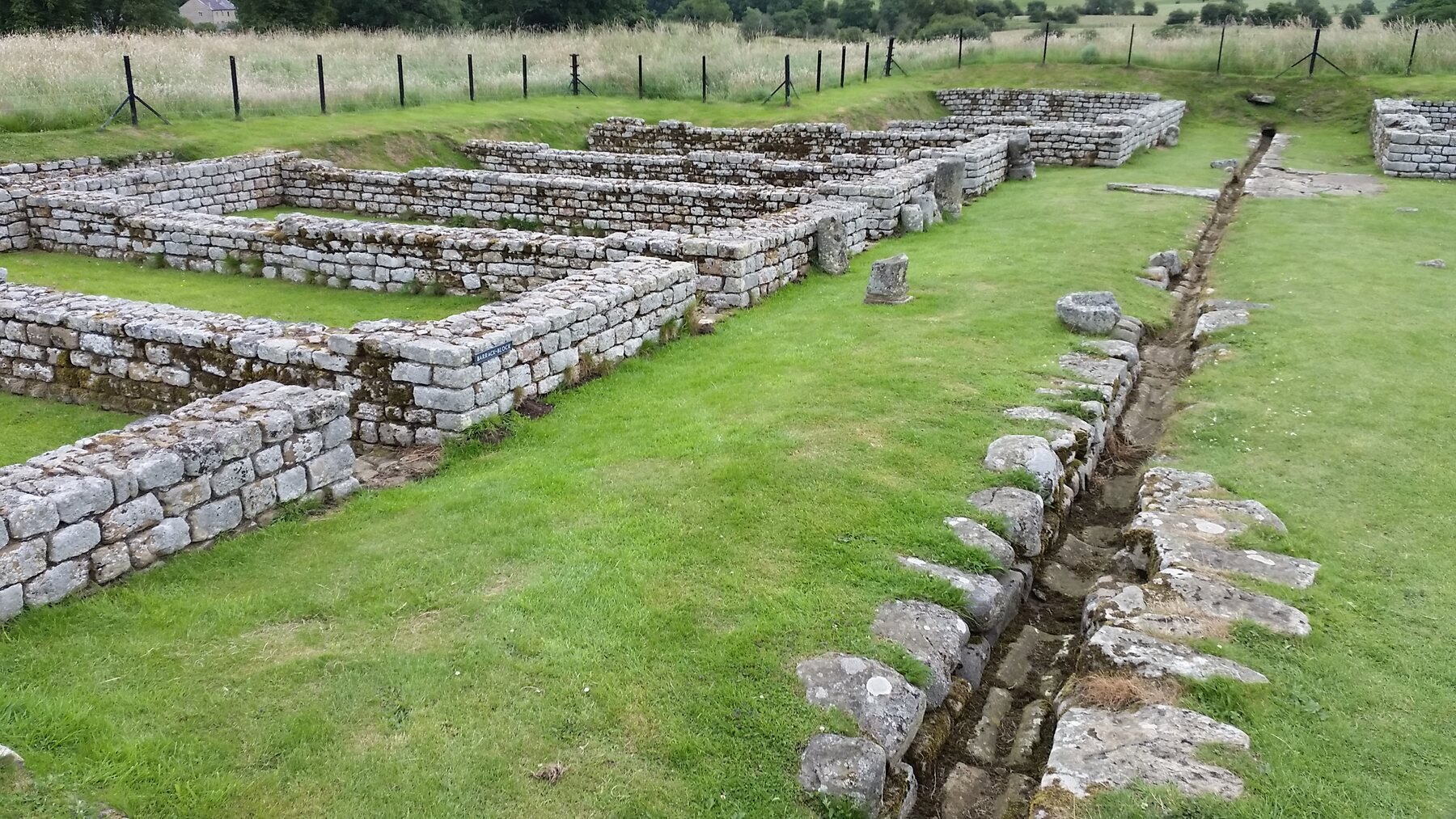 Foundations of barrack buildings at Chesters Roman Fort