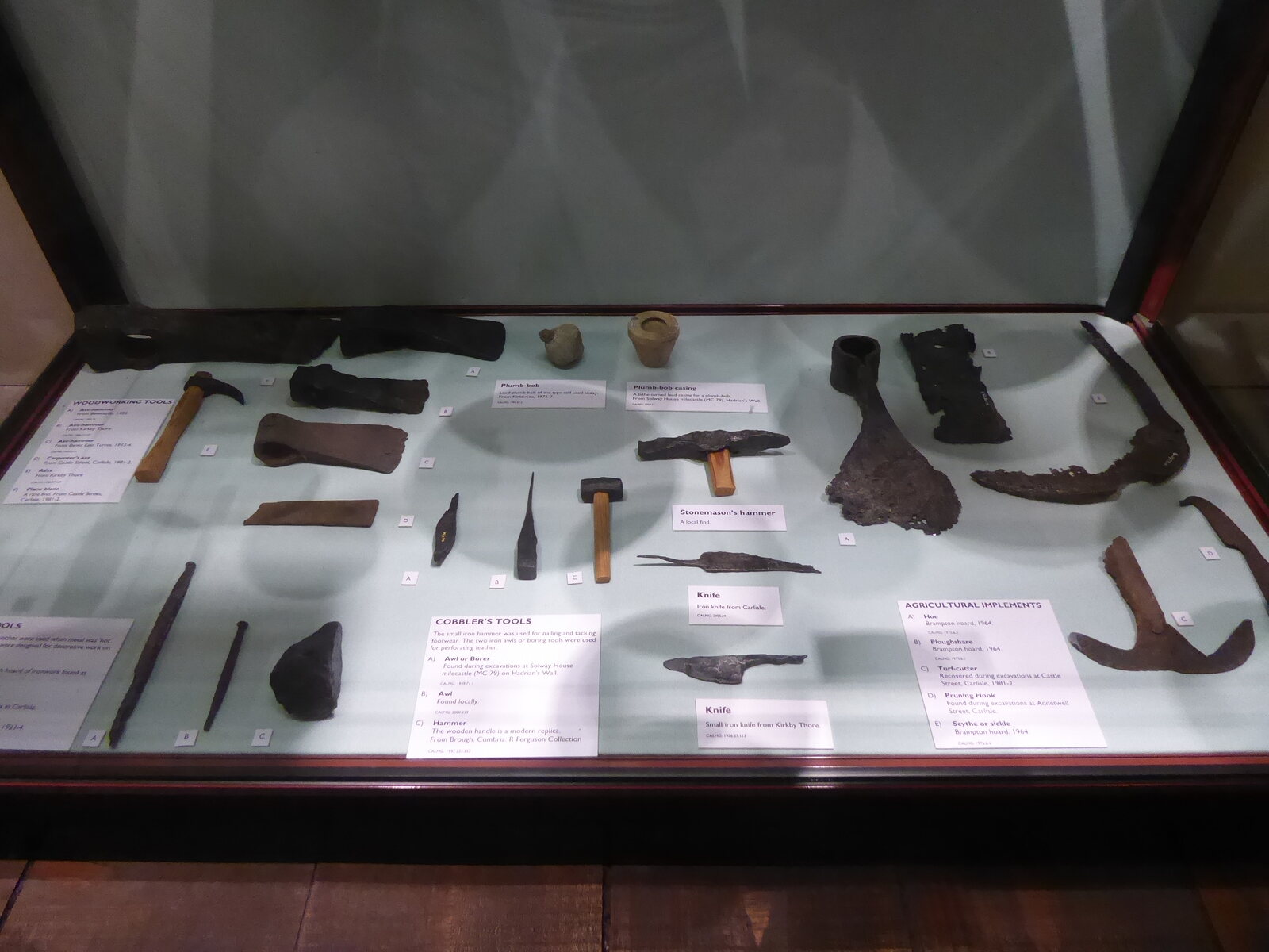 Roman pottery and everyday objects displayed at Tullie House Museum
