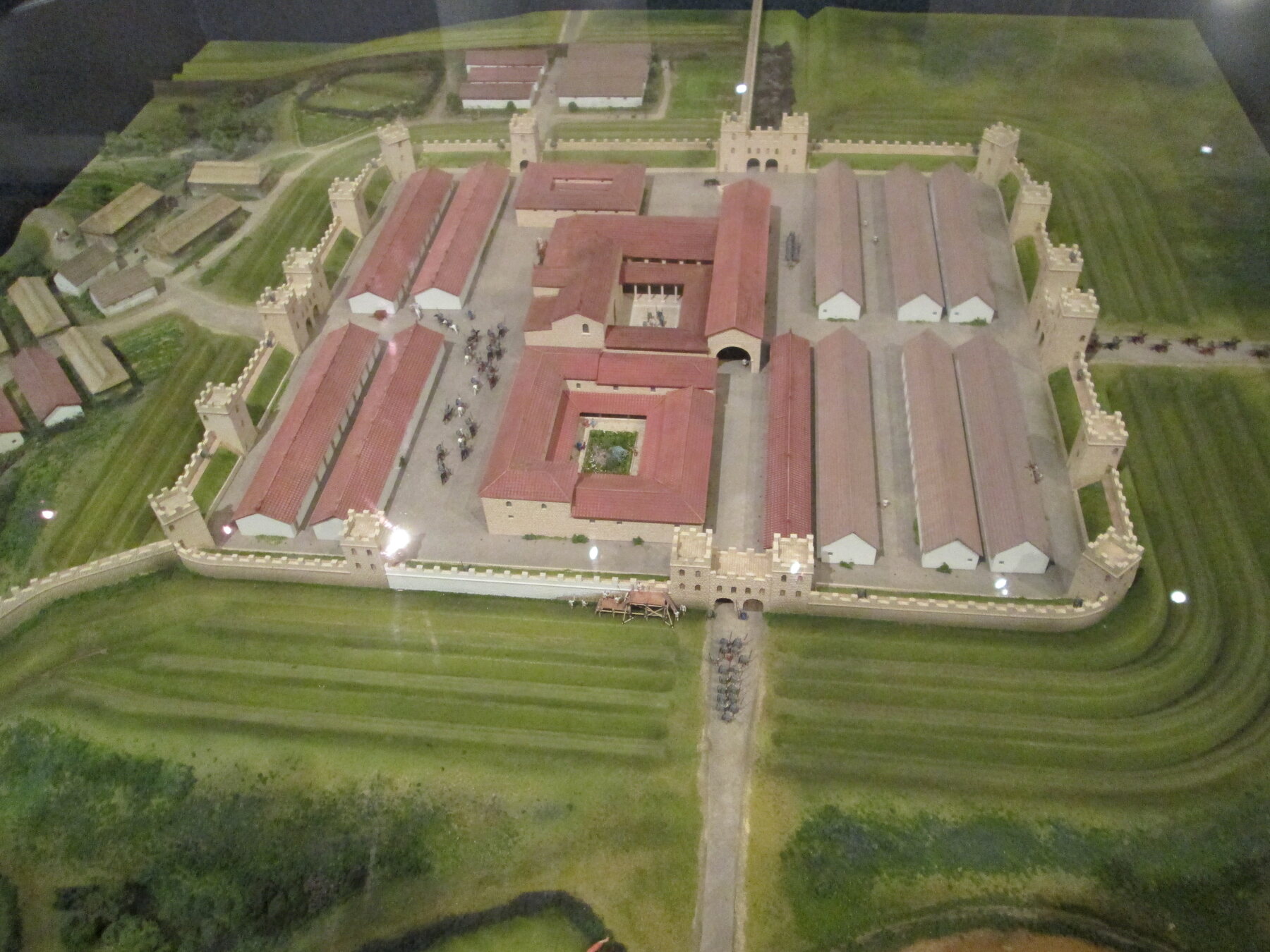 Model showing the planned buildings and streets inside a Roman frontier fort