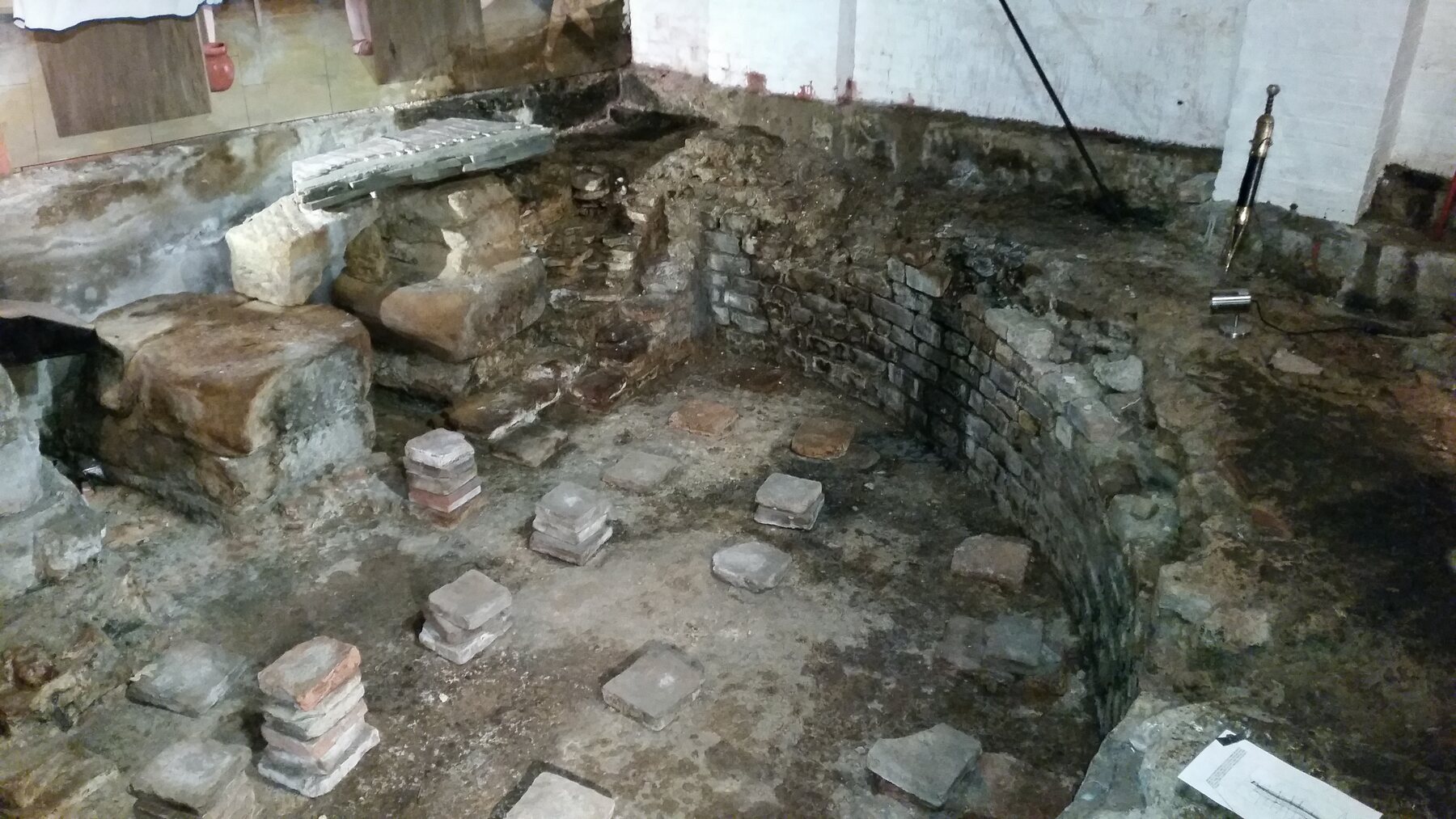Excavated Roman bathhouse remains beneath the Roman Bath public house